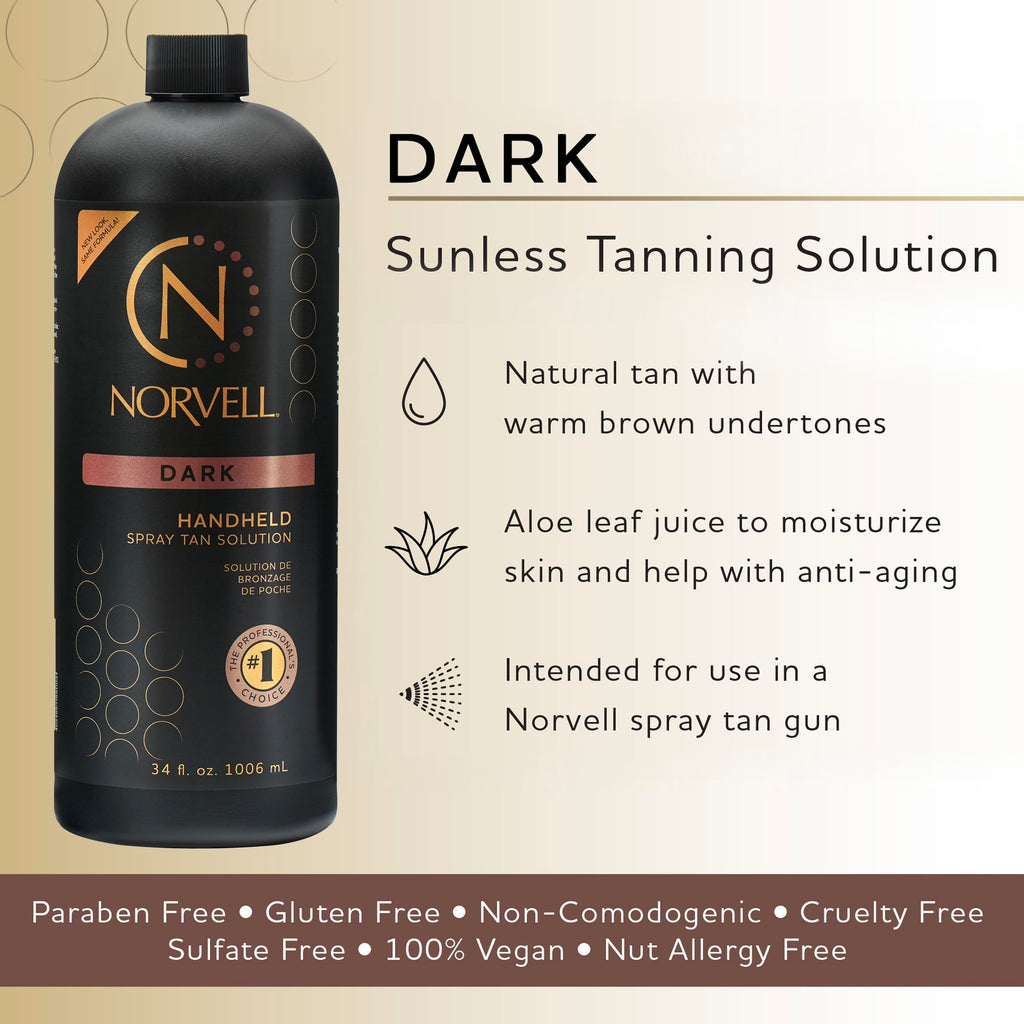 Norvell dark spray tan solution professional bottle back label details