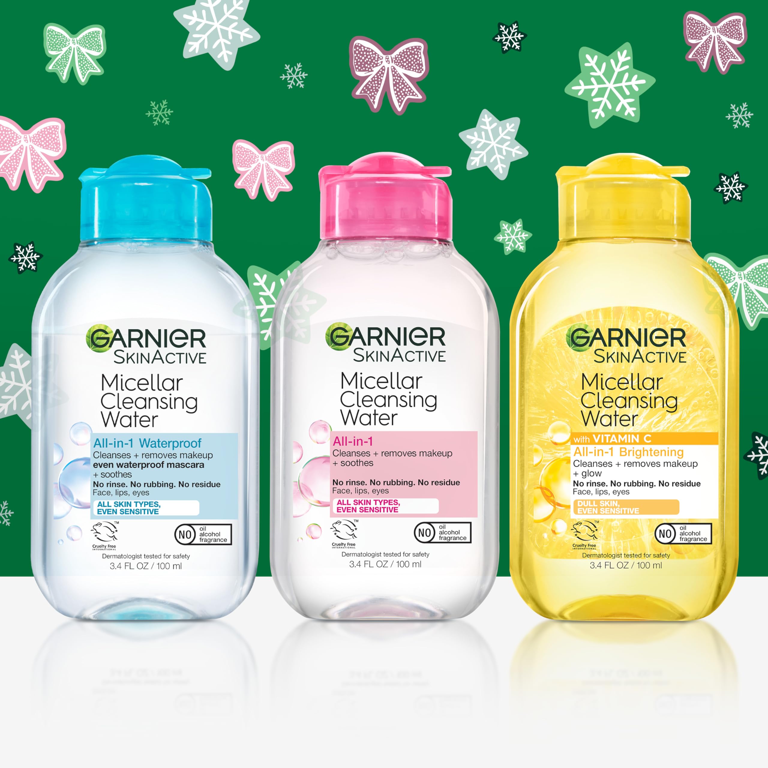 Garnier travel size micellar cleansing water trio set for gentle makeup removal