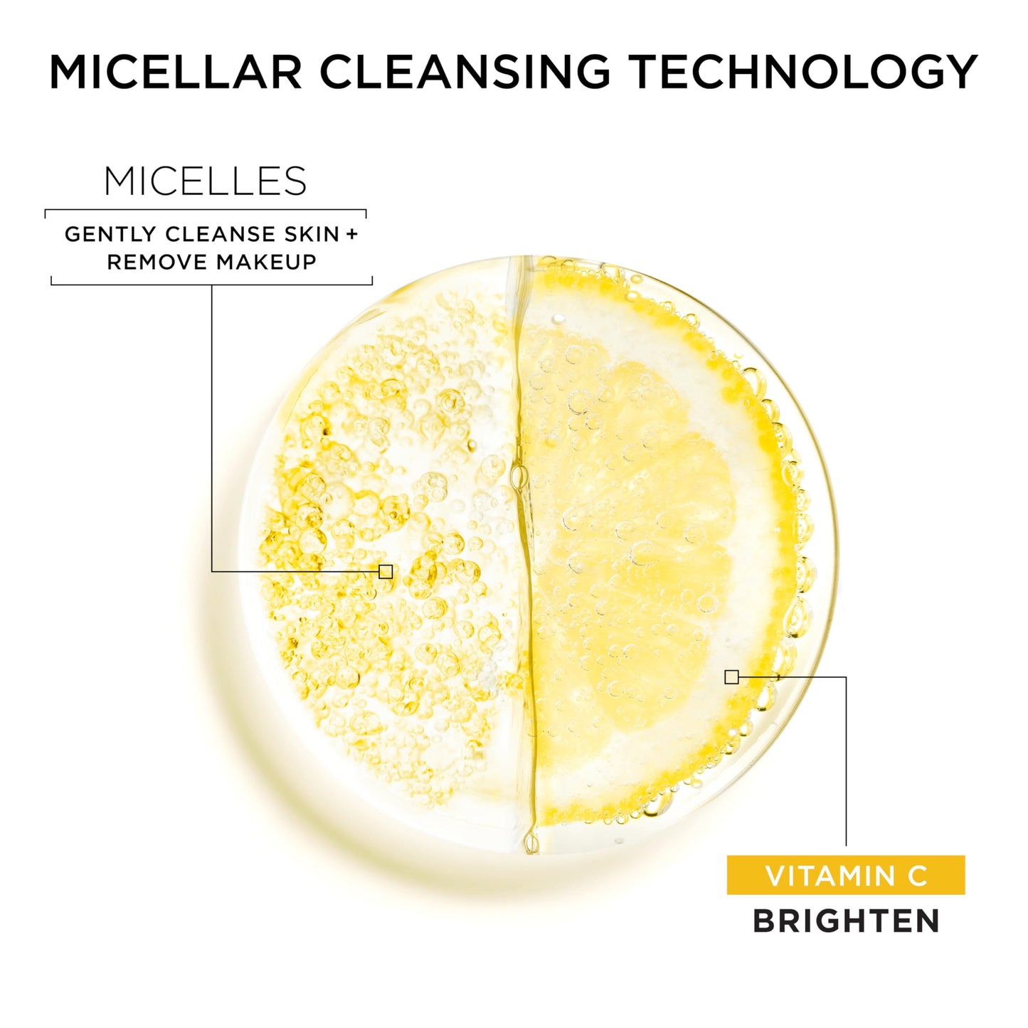 Close up view of Garnier vitamin C micellar cleansing water bottle