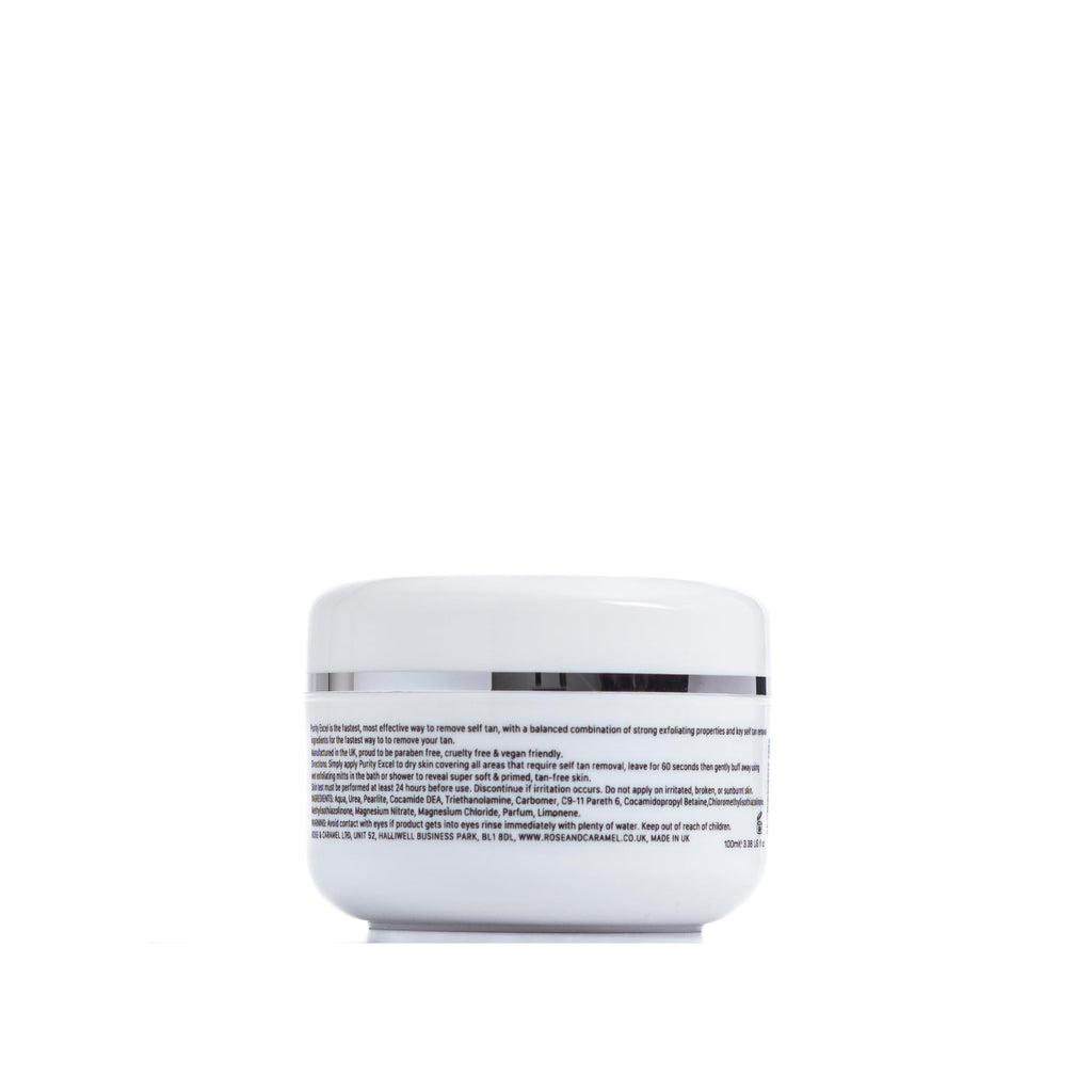 Rose & Caramel Purity Excel 60 Second Tan Remover back label details