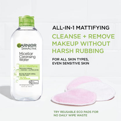 Garnier facial cleanser and makeup remover 13.5 fluid ounce packaging details