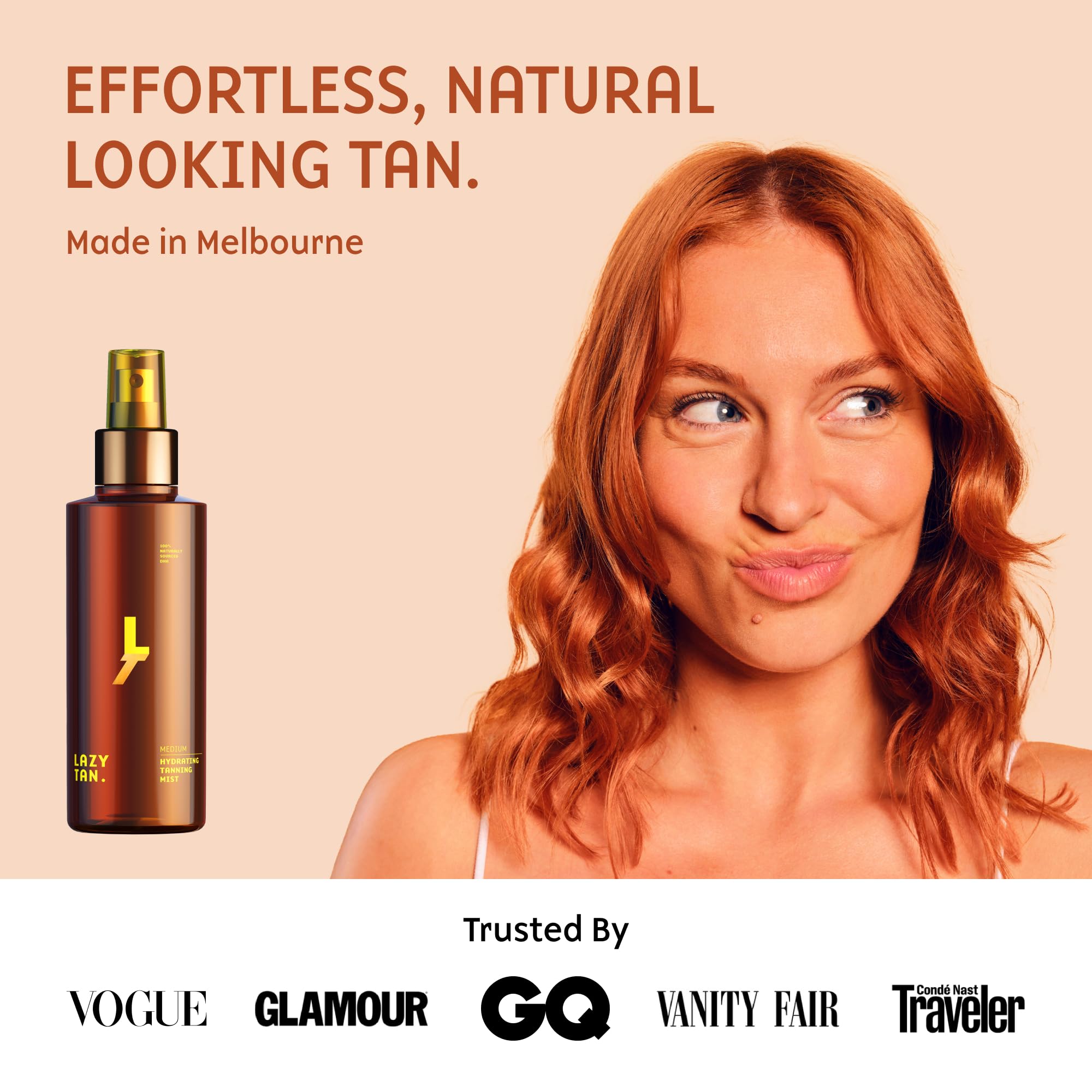 Close up of Lazy Tan mist packaging details