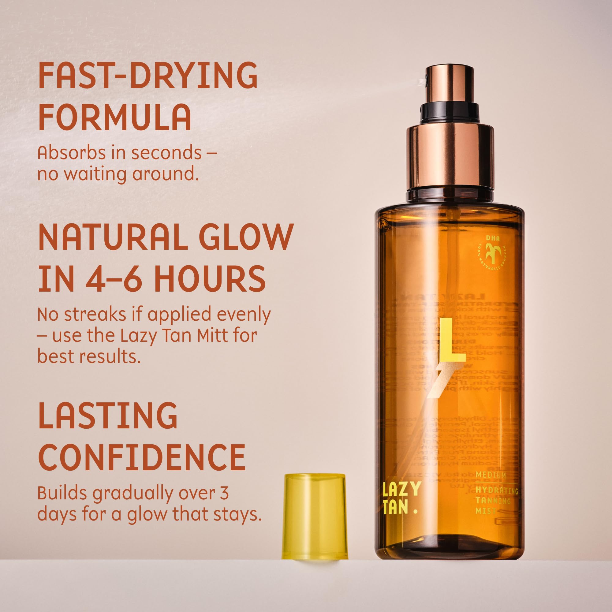 Texture and mist nozzle of Lazy Tan tanning product