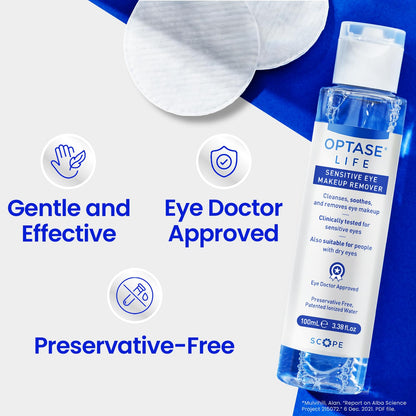 USA imported Optase Life makeup remover liquid solution for sensitive and dry eyes