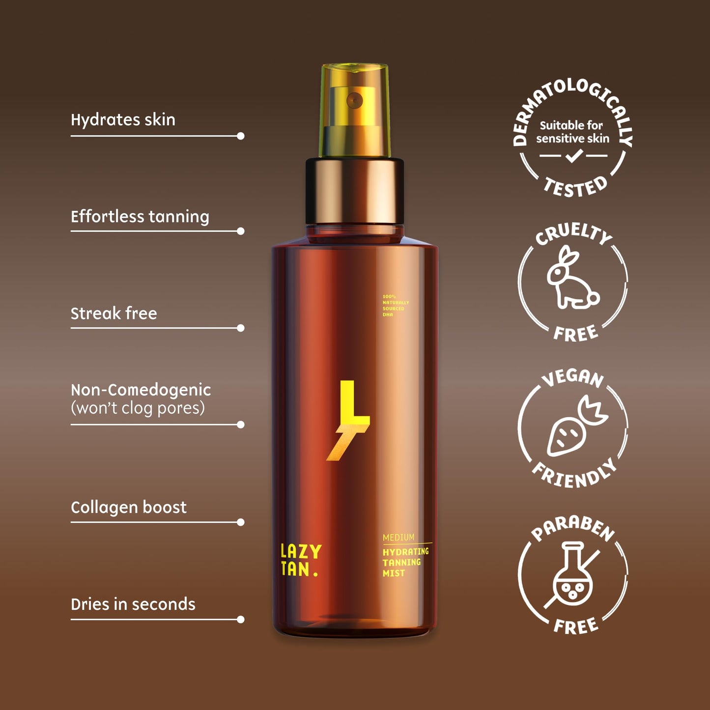 Lifestyle shot of Lazy Tan self tanning spray