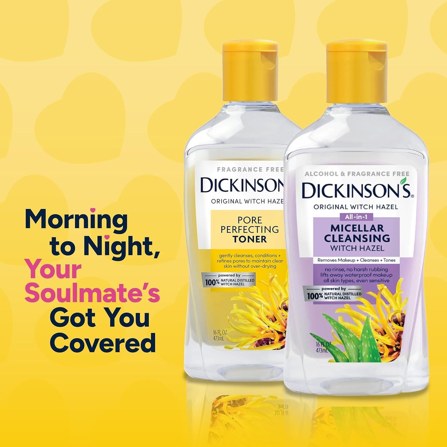 Dickinson's fragrance free micellar toner bottle back showing ingredients