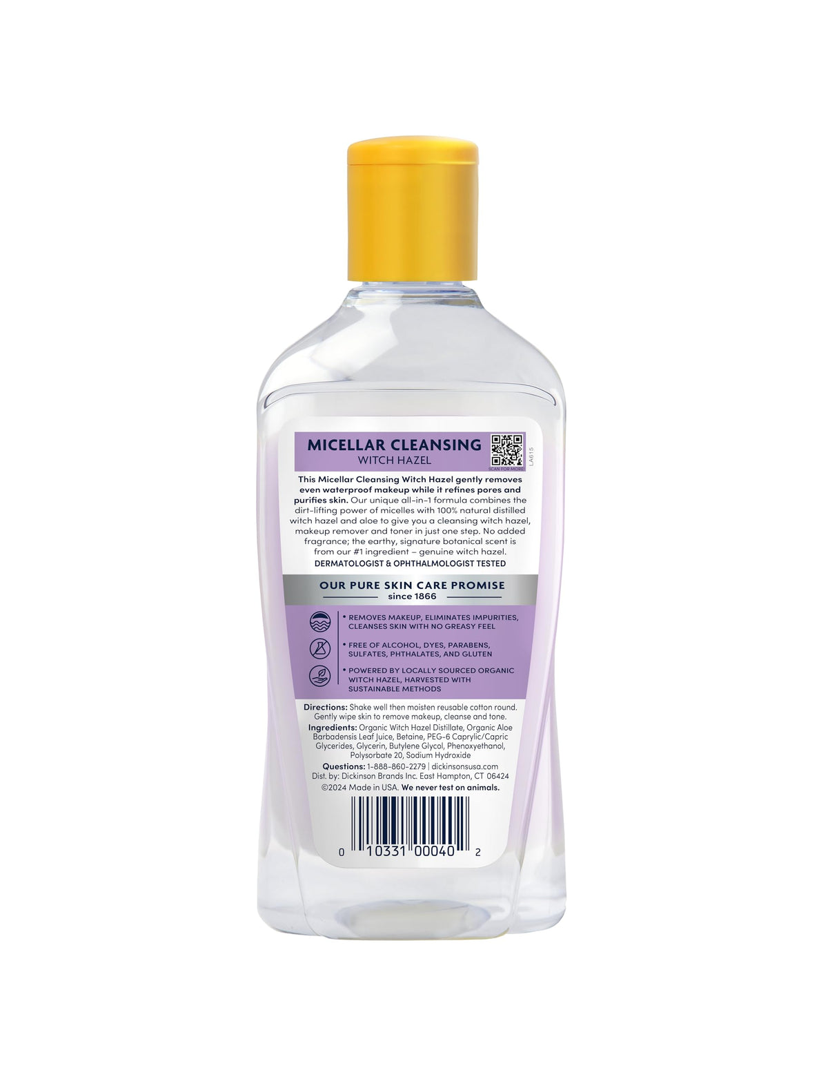 Lifestyle arrangement of Dickinson's gentle daily skincare bottle