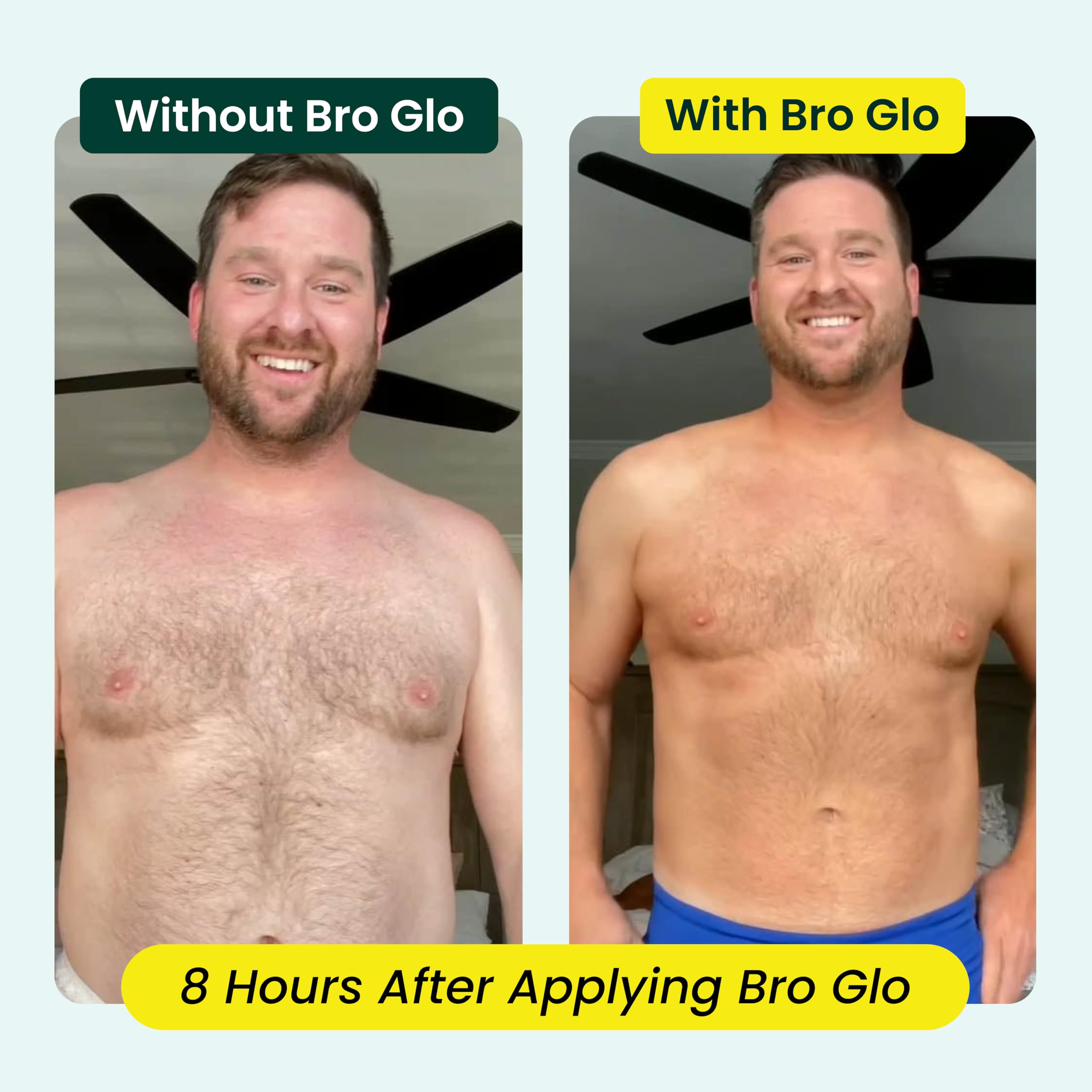 Bro Glo men sunless tanning foam application