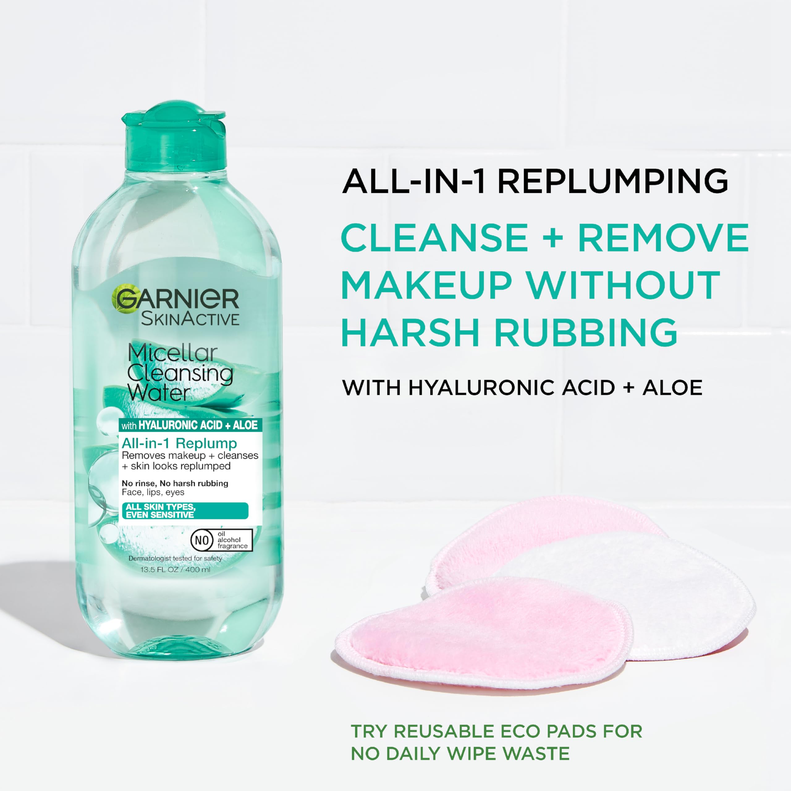 Garnier SkinActive hydrating facial cleanser and makeup remover bottle details