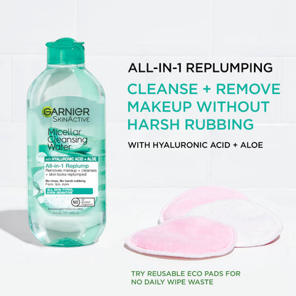 Garnier SkinActive hydrating facial cleanser and makeup remover bottle details