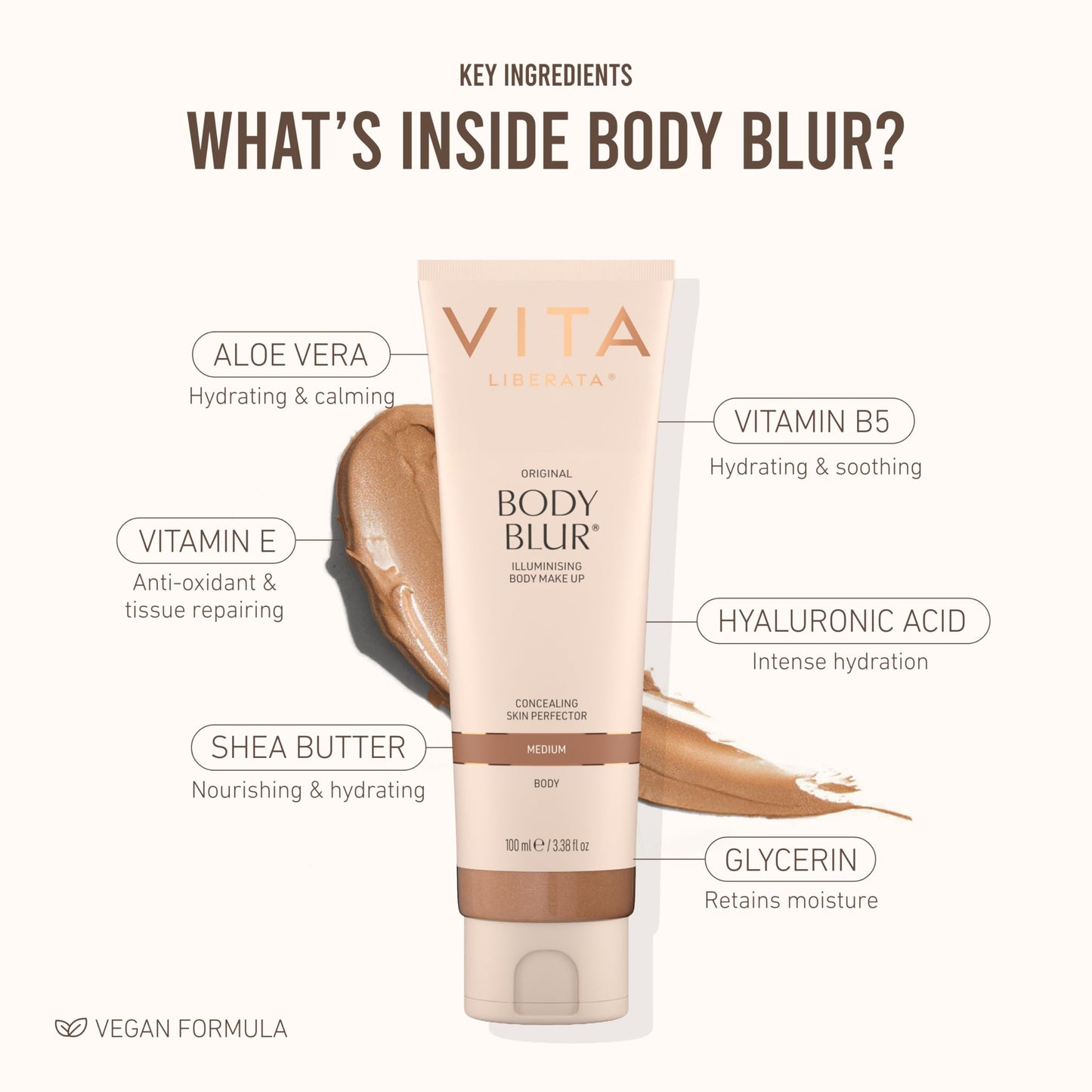 Vita Liberata hydrating leg makeup with organic glycerin ingredients list