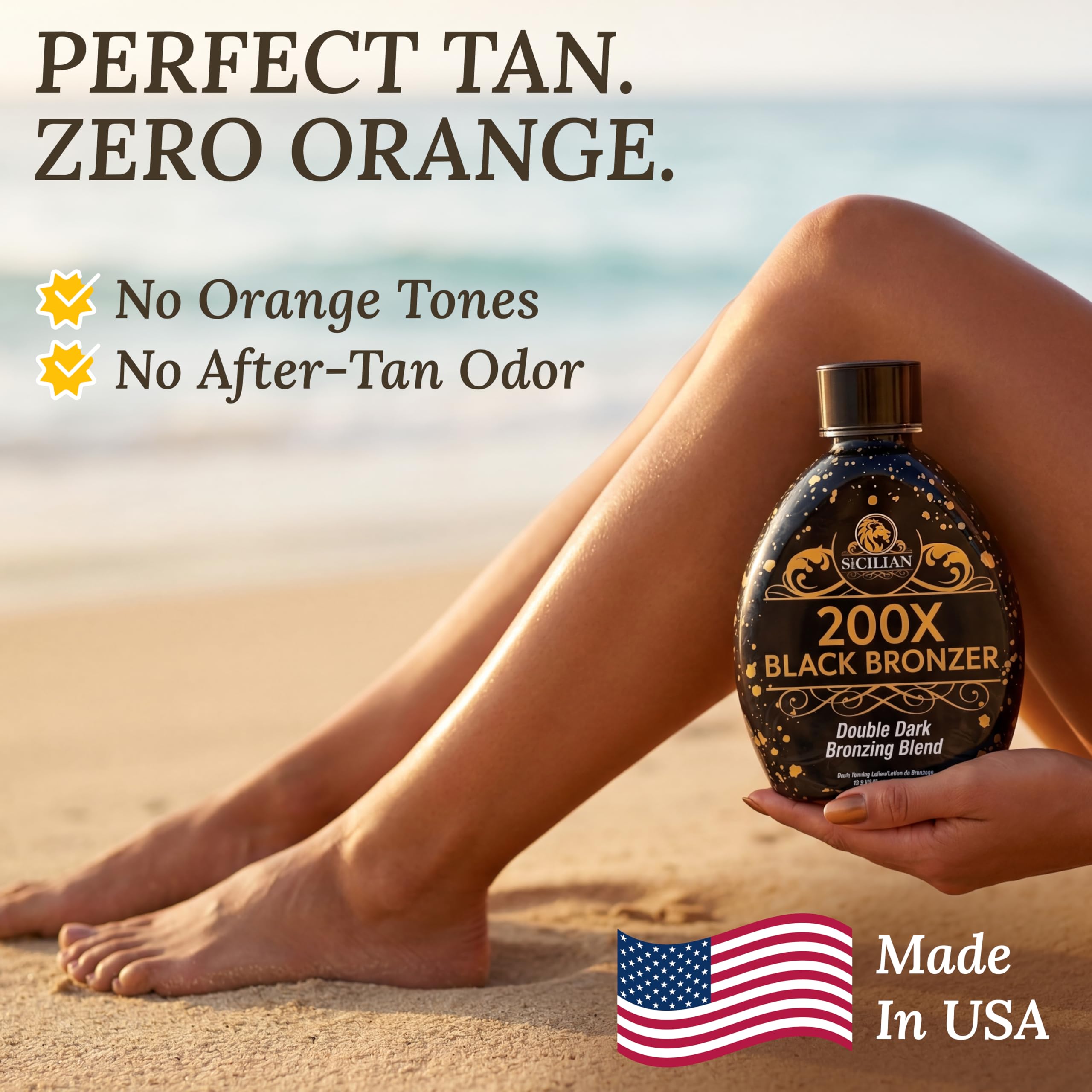 Close up of The Sicilian 200X bronzer lotion texture