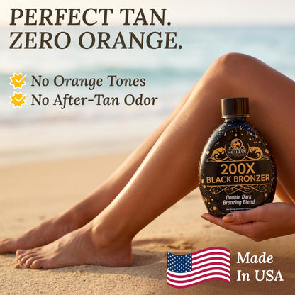 Close up of The Sicilian 200X bronzer lotion texture