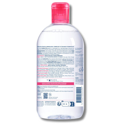 Unfragranced alcohol free makeup remover liquid cleanser bottle on a clean background