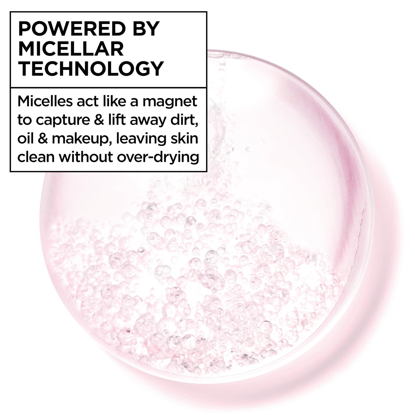 Fragrance free micellar water liquid texture being poured onto a cotton round