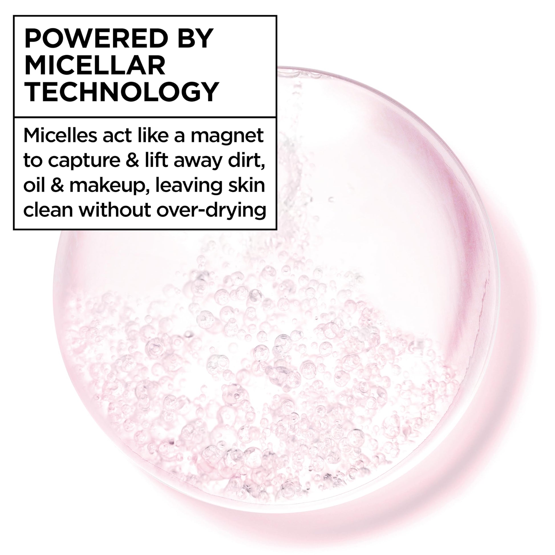 Fragrance free micellar water liquid texture being poured onto a cotton round
