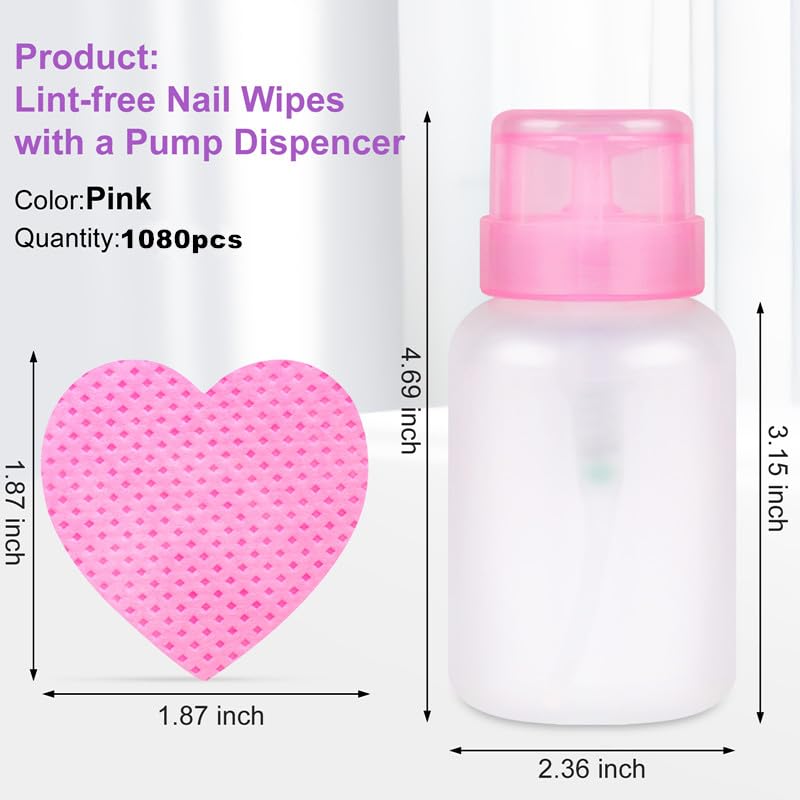 Close up of pink heart shaped lint free nail wipes