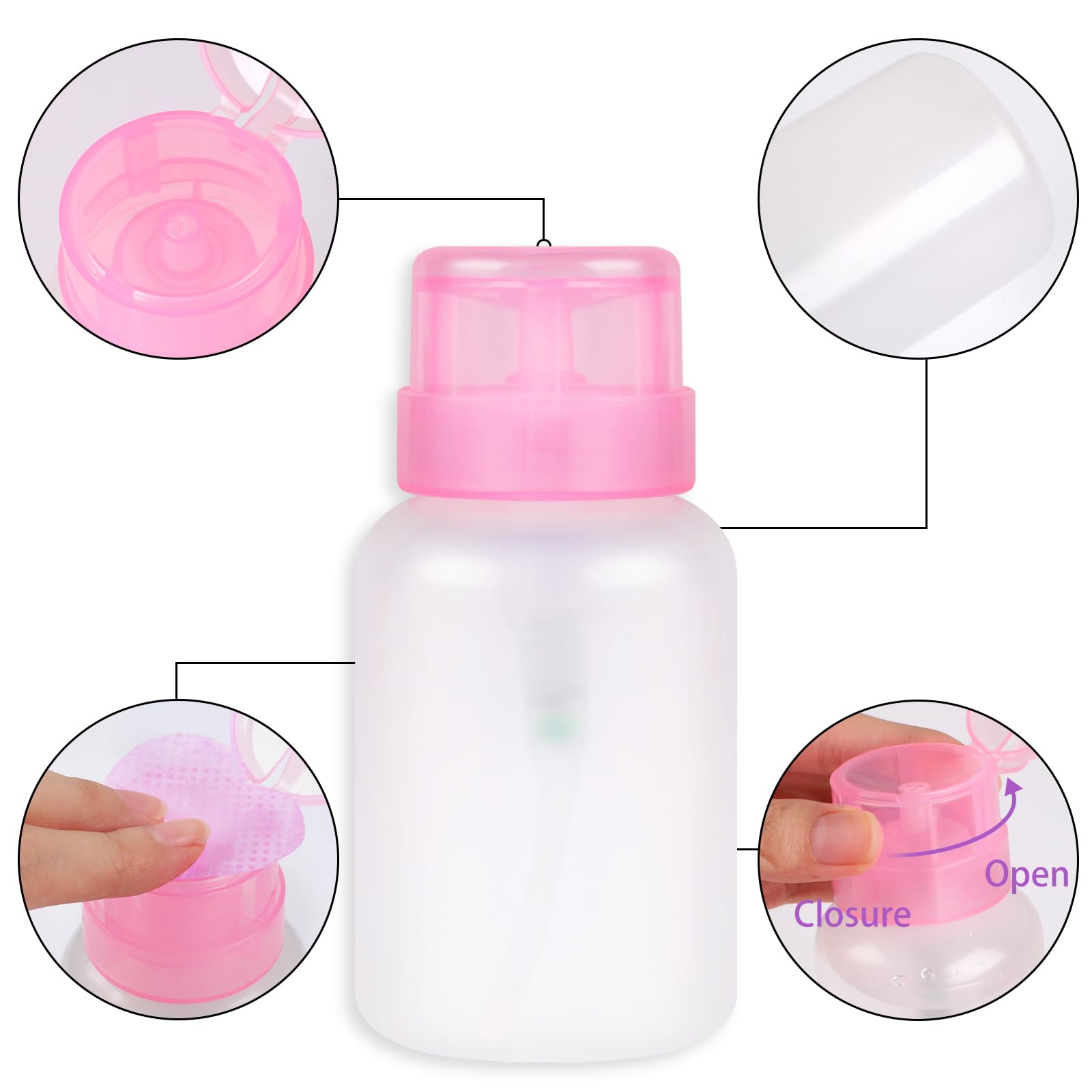 Refillable push pump style bottle for nail liquid