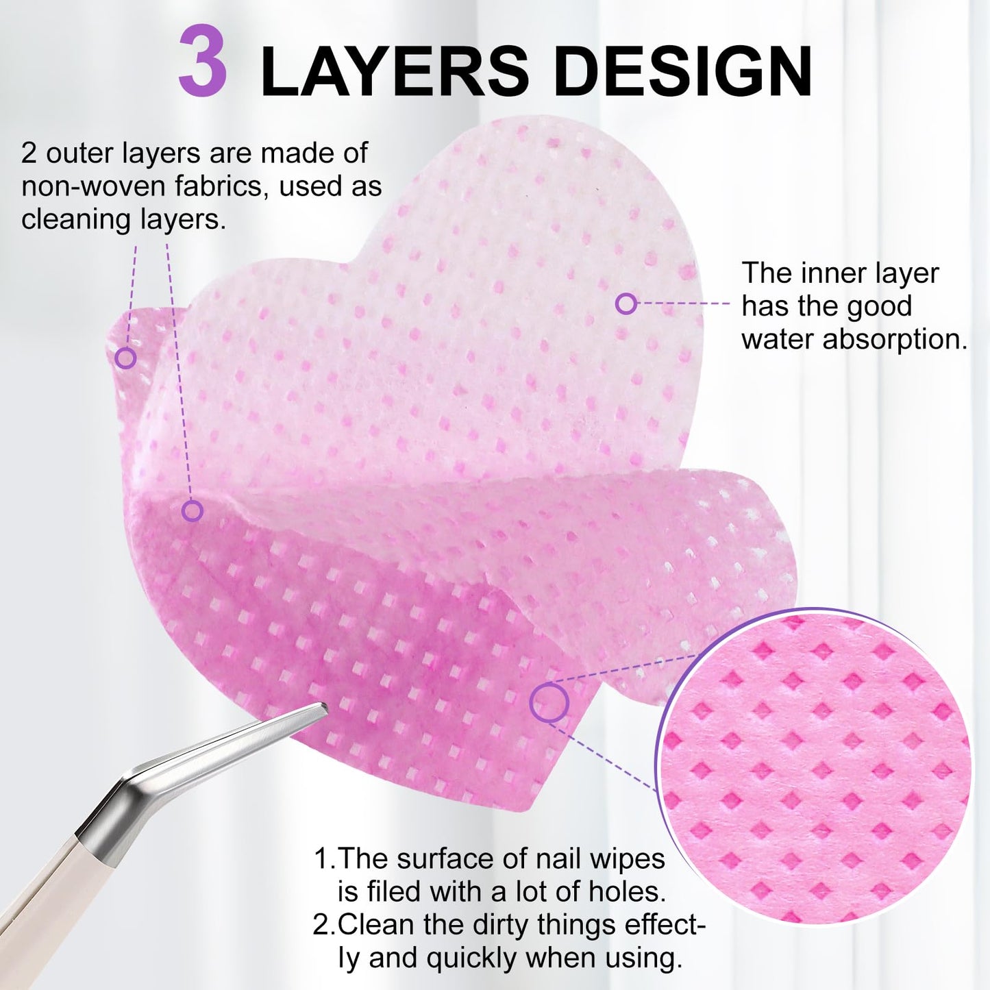 Side profile of 1080 count lint free nail wipes packaging