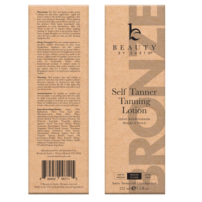 Beauty By Earth 3-piece self tanning bundle packaging