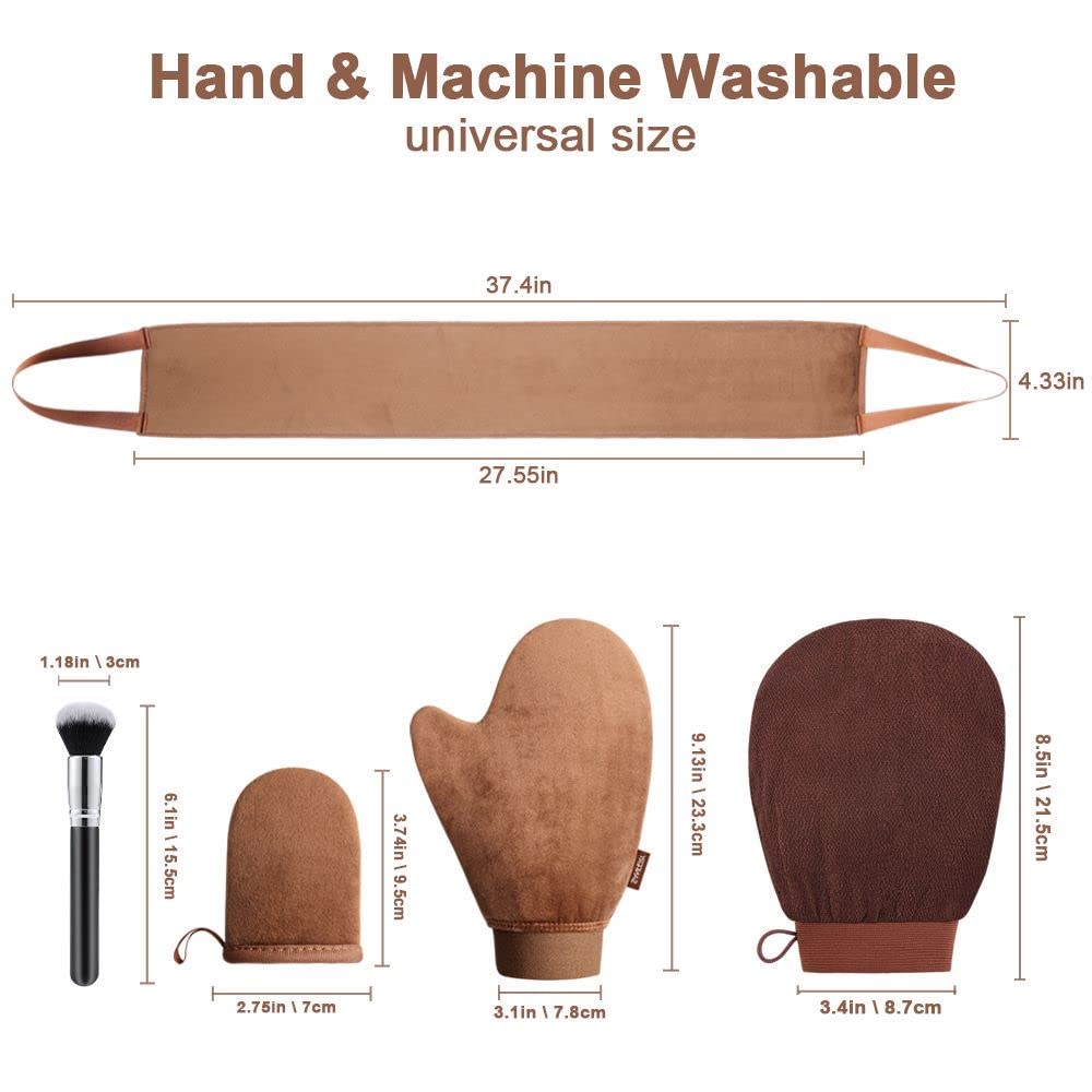 Textured exfoliating glove for tan preparation
