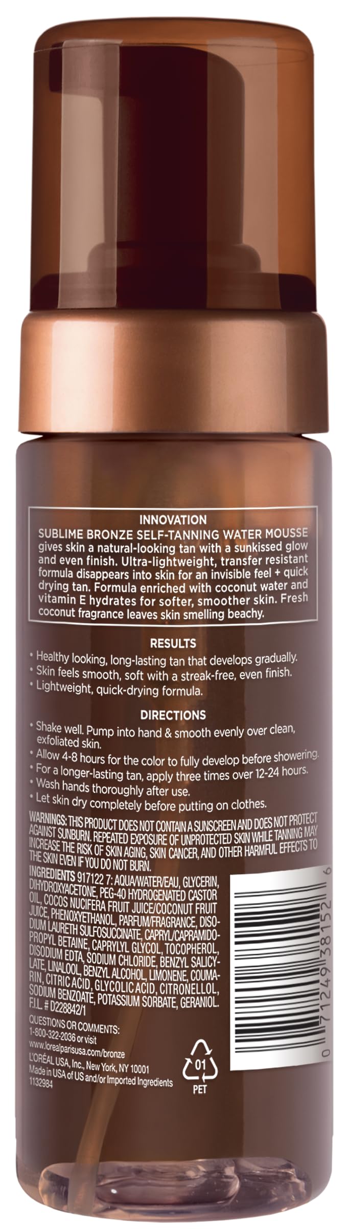 L'Oreal Paris Sublime Bronze tanning mousse application texture