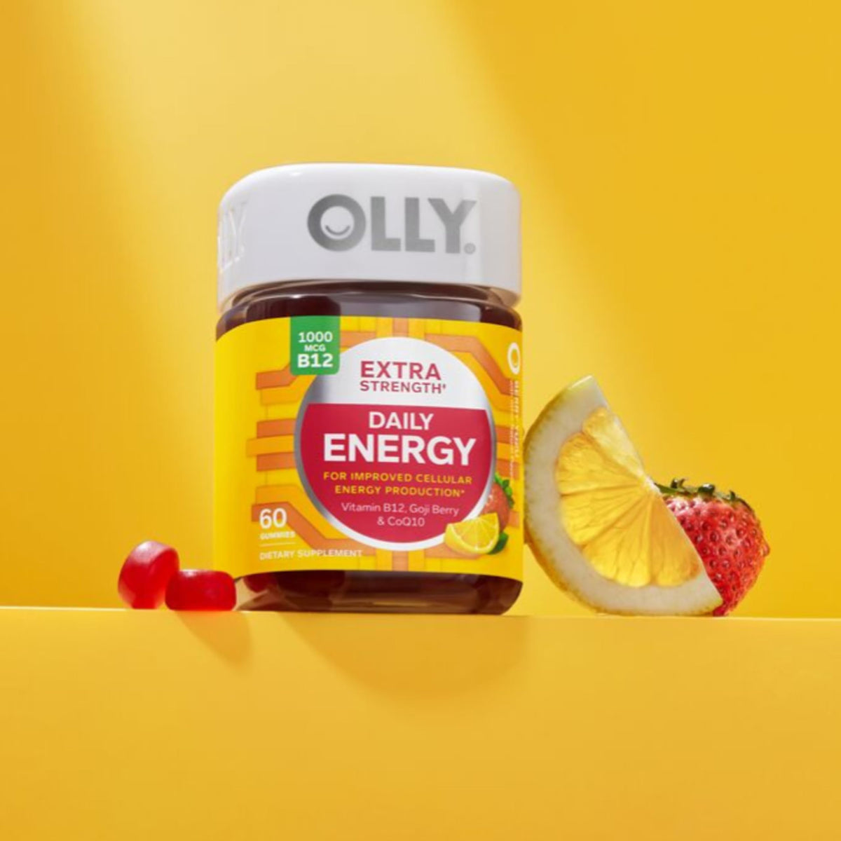 Close up of Olly Daily Energy gummy supplement
