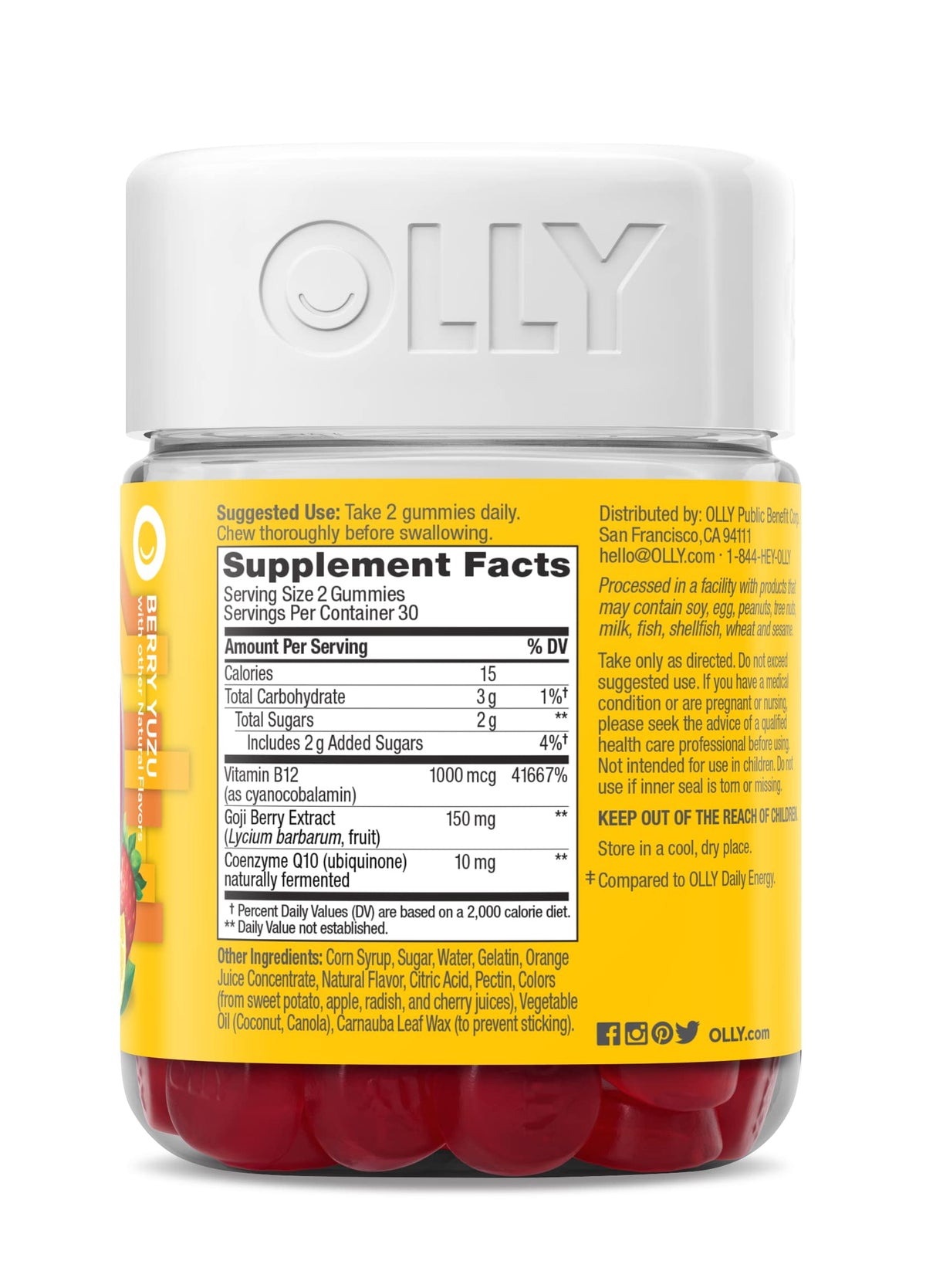 Olly Daily Energy gummies 60 count bottle