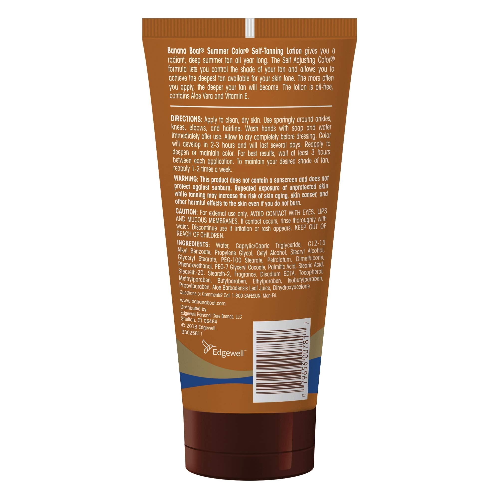 Banana Boat Summer Color Tanning Lotion 6 Ounce tube packaging