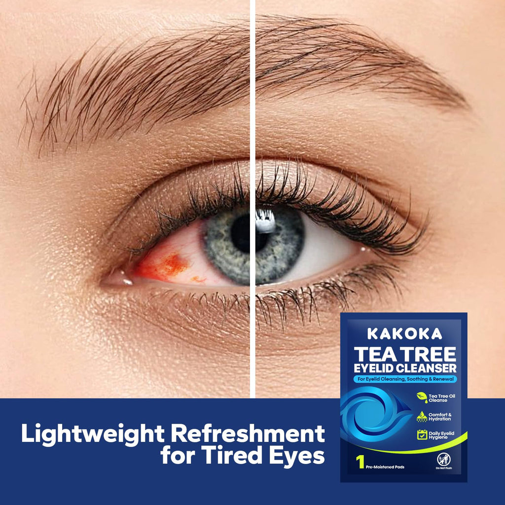 Individually wrapped Kakoka tea tree oil eye wipes