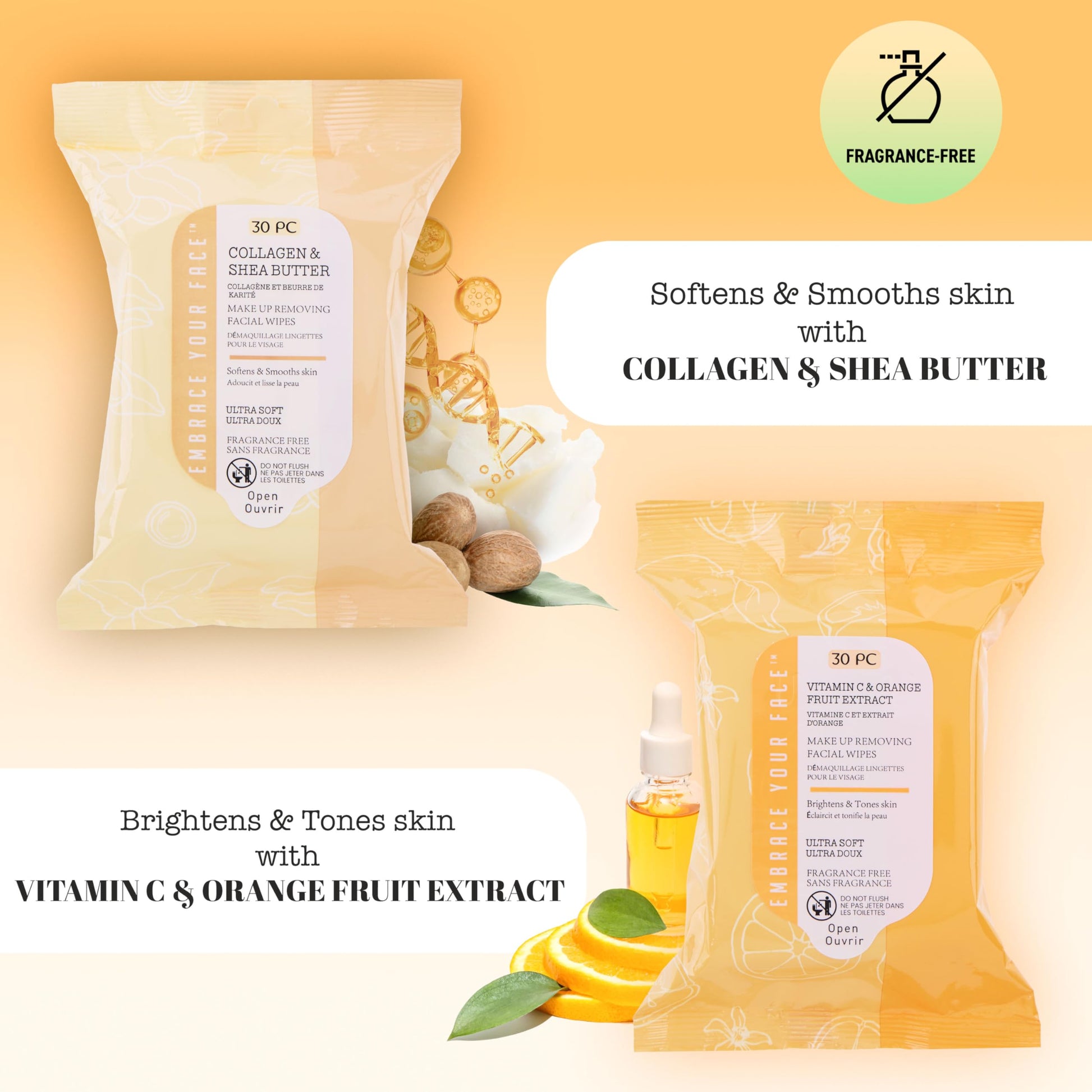 Glan Expressions Collagen and Shea Butter facial wipes pack