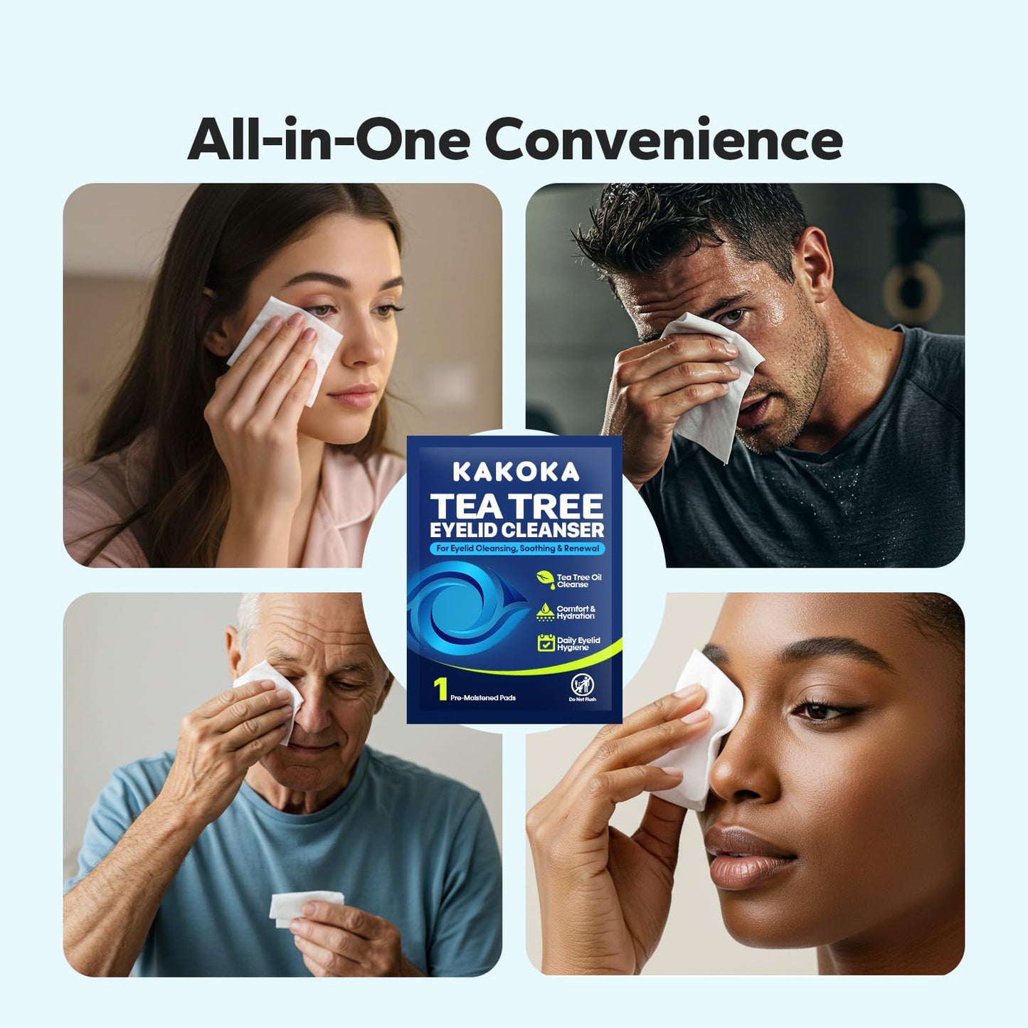 Kakoka tea tree oil wipes for daily eye hygiene