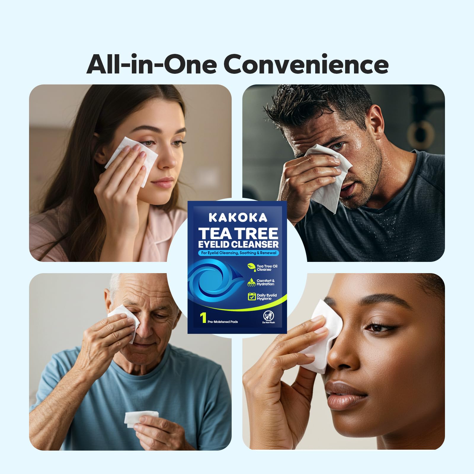 Kakoka tea tree oil wipes for daily eye hygiene