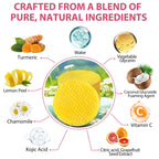 Foaming exfoliating turmeric face pad being used to remove excess keratin