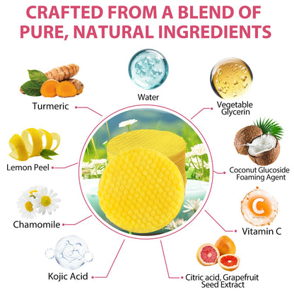 Foaming exfoliating turmeric face pad being used to remove excess keratin