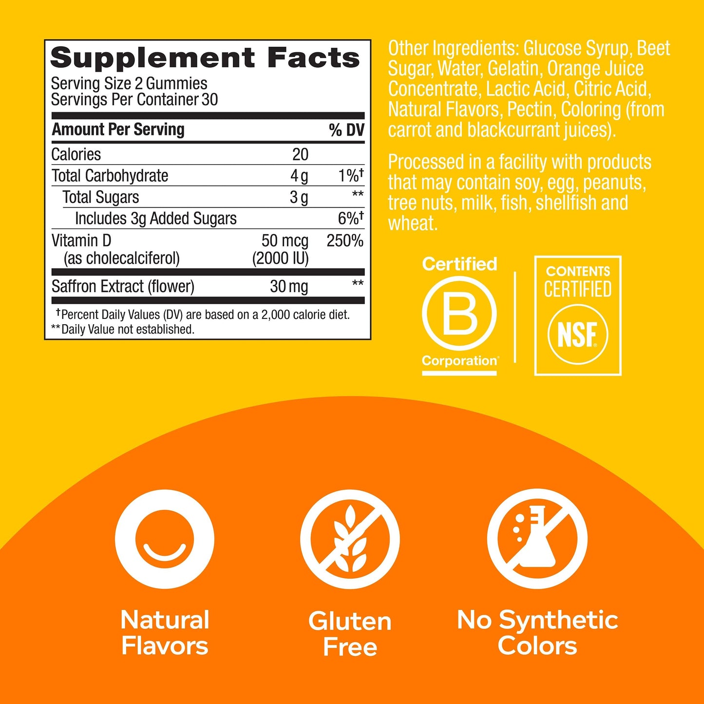 OLLY Hello Happy Tropical Zing flavor gummy worms dietary supplement bottle.