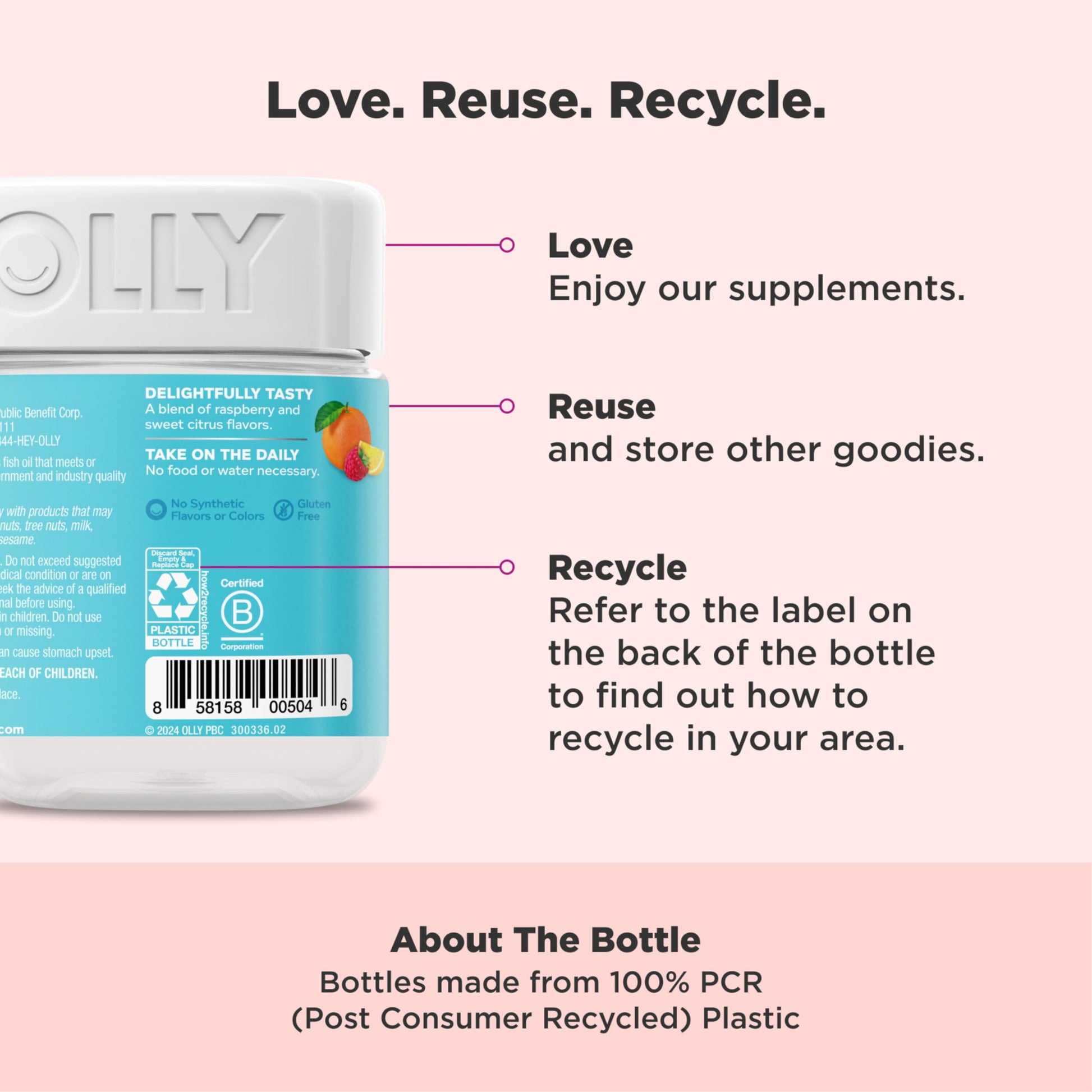 Olly prenatal gummy packaging showing ingredients list