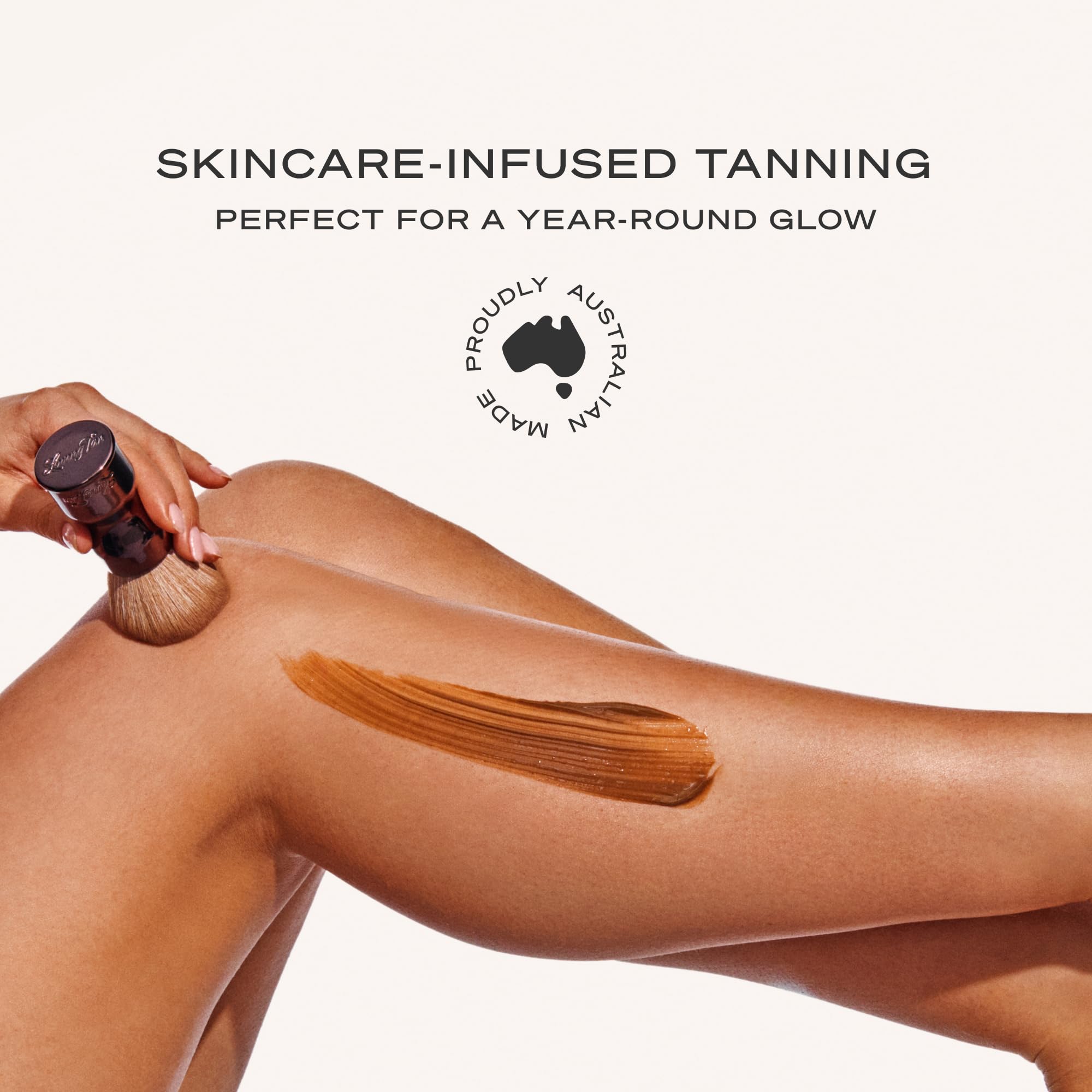 Loving Tan self tanner application results showing natural bronze glow