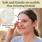 Person using Dr. Tom's Blends wipe on eyelid