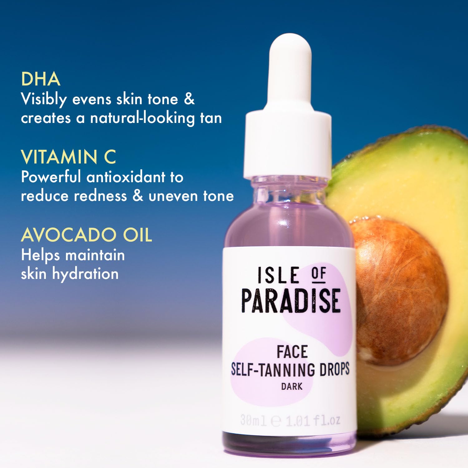 Texture of Isle of Paradise self tanning drops on skin