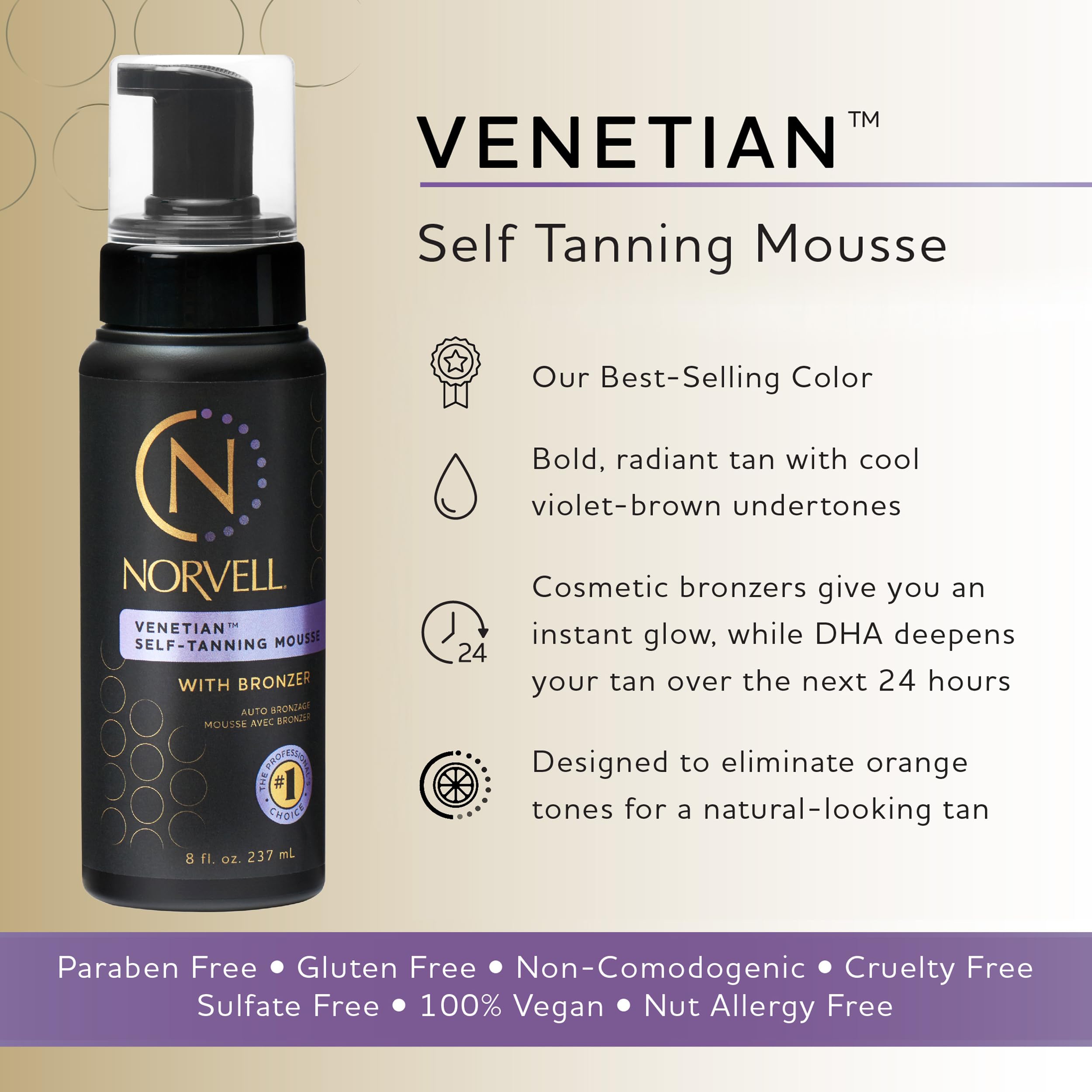 Norvell professional tanning mousse bottle with pump