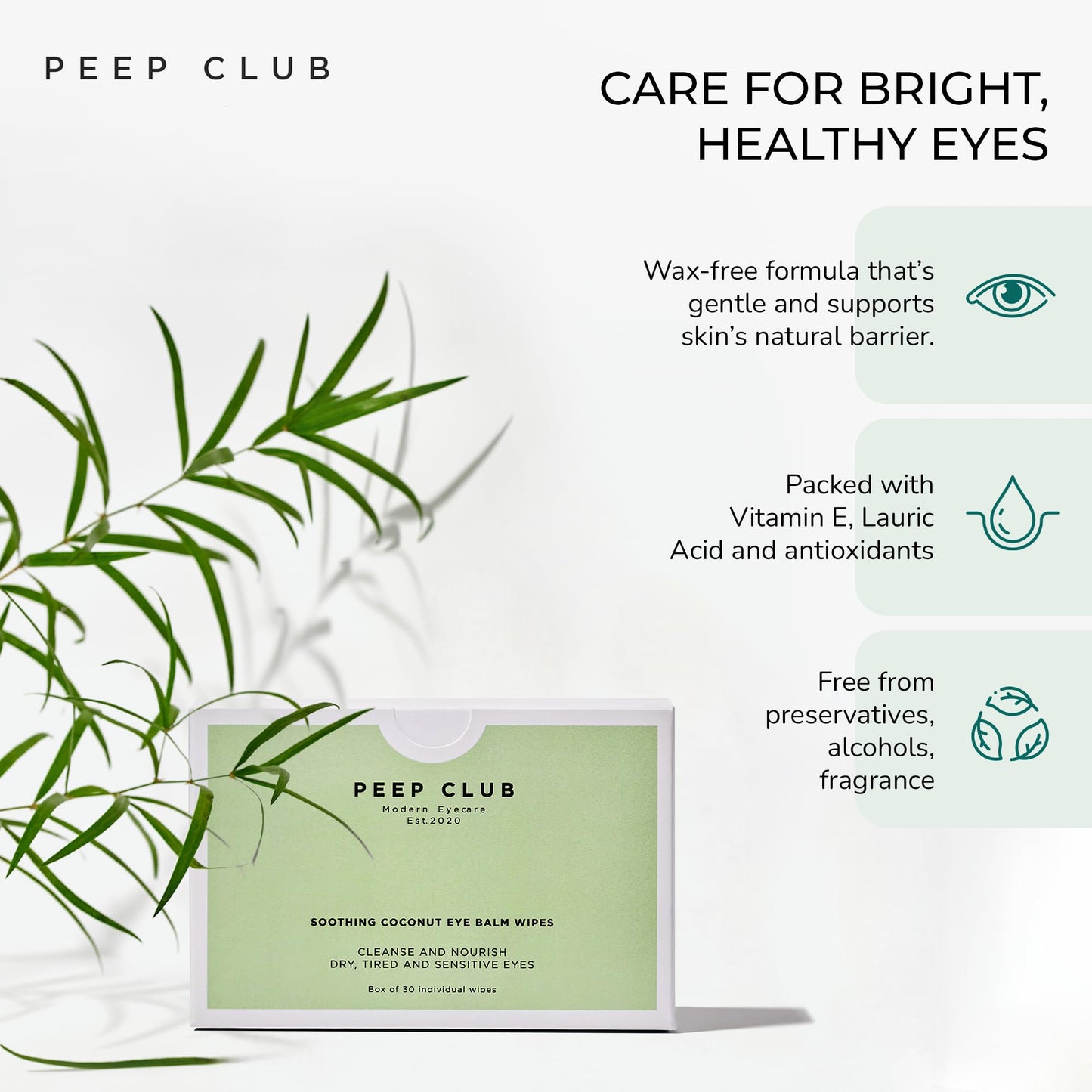 Peep Club eye makeup remover wipes packaging details