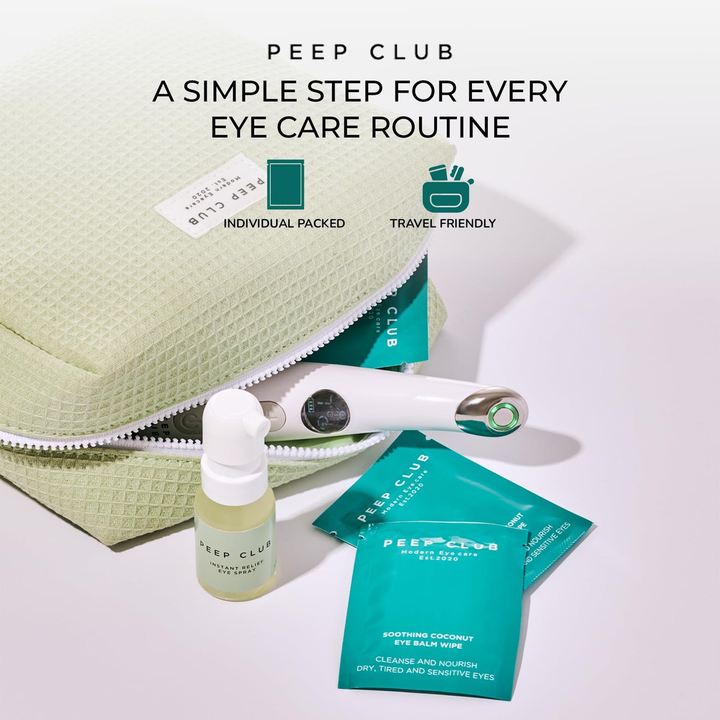 Peep Club wipes showing gentle cleansing action on eyelids
