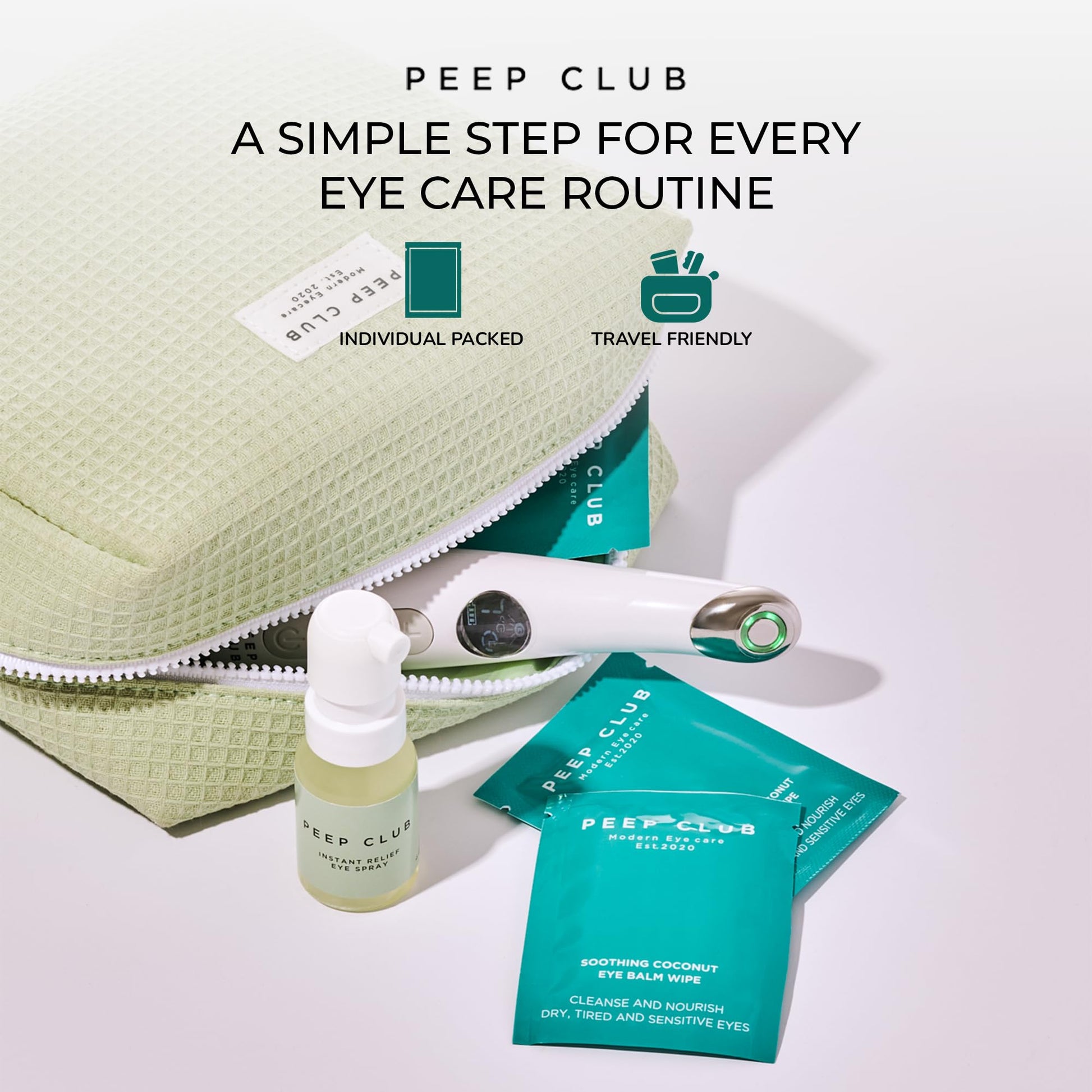Peep Club wipes showing gentle cleansing action on eyelids