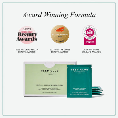 Natural ingredients label of Peep Club eye wipes