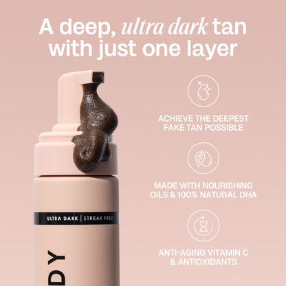 Model showing results of Bali Body Ultra Dark self tan