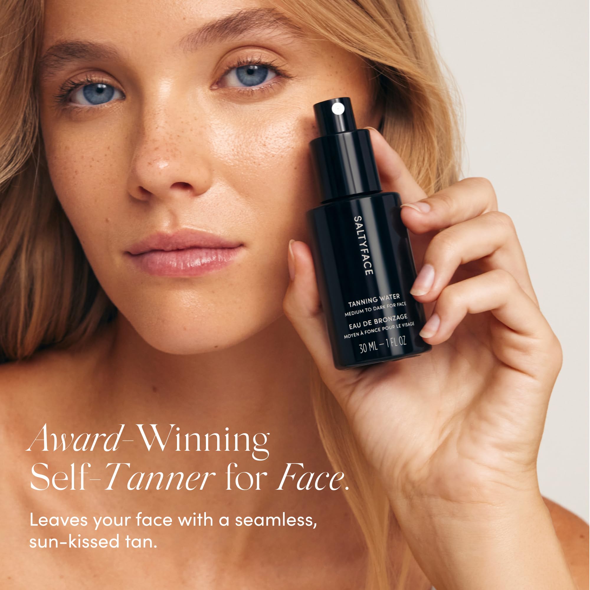 Saltyface Tanning Water 30 ml bottle label detail