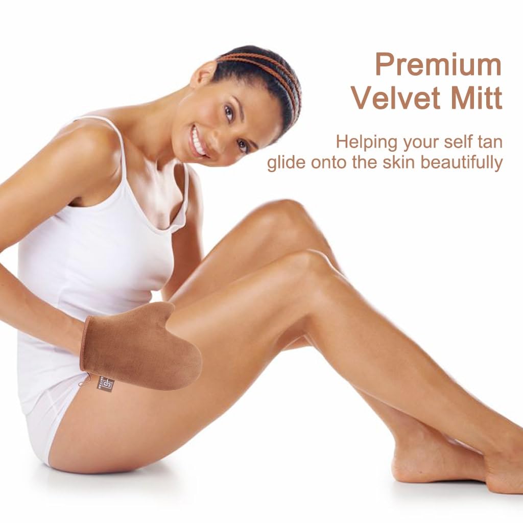 G Gaiyah double sided velvet tanning glove for body application