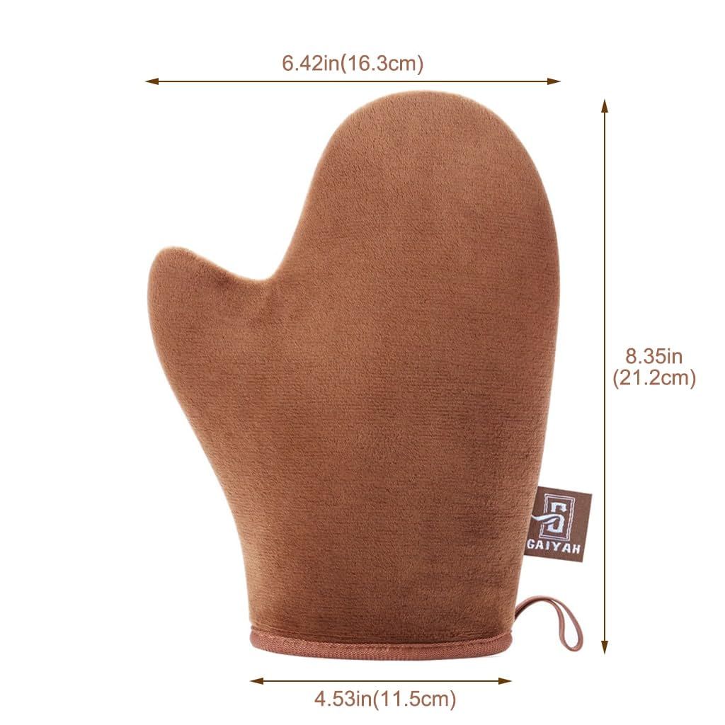 G Gaiyah brown self tanning applicator mitt isolated on white background