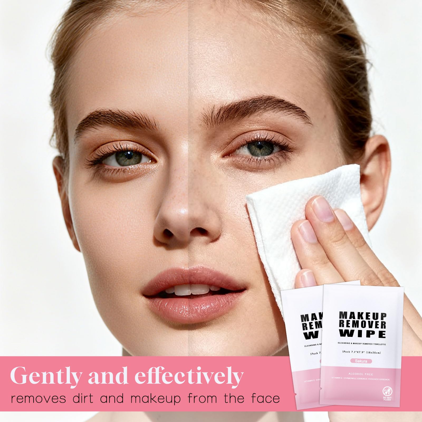 Gisdo makeup wipes being used for face cleansing